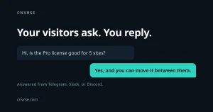 Cnvrse: WordPress live chat answered from Telegram, Slack or Discord